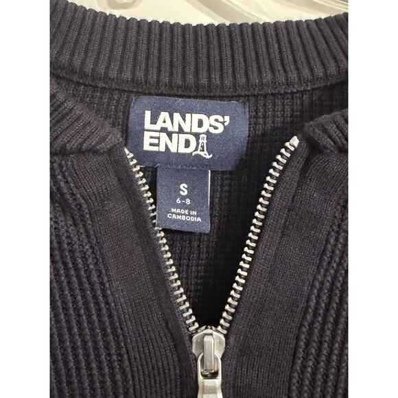 Women’s Cotton Zip-front Cardigan Sweater- Land's End -navy Sz Small - Picture 3 of 8